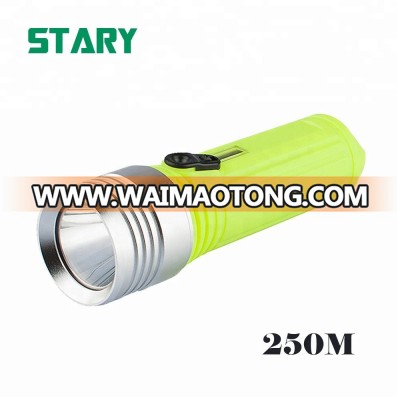 Deep sea 250 meter xml t6 led rechargeable diving flashlight torch light powered by 3pcs 18650 batteries