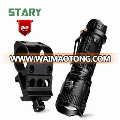 New arrival led tactical gun flashlight with picatinny rail offset ring weapon mount